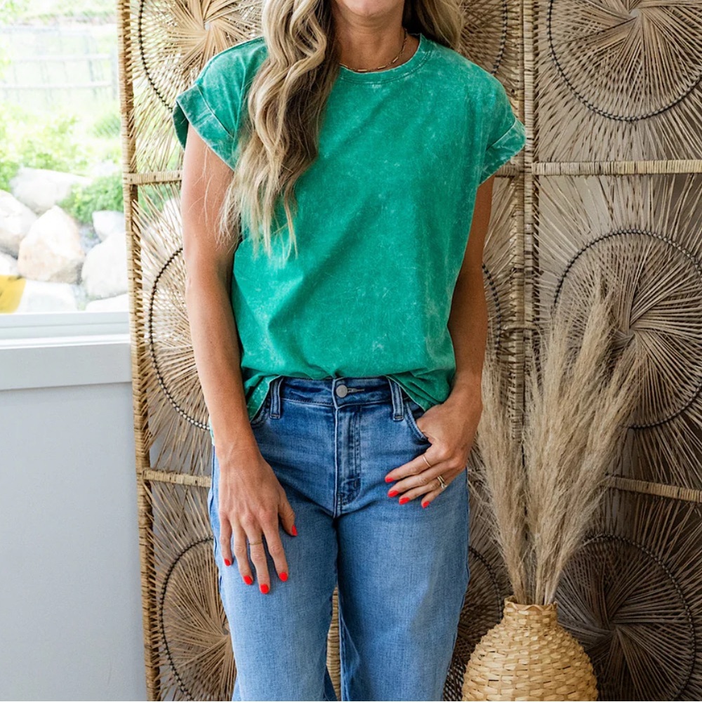 Zenana Green Mineral Shirt